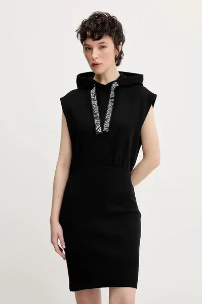 Bavlněné šaty Karl Lagerfeld Jeans černá barva, mini, A2W13033