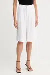 Šortky s příměsí lnu Gestuz dámské, bílá barva, high waist, 10910281