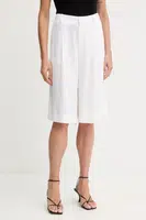 Šortky s příměsí lnu Gestuz dámské, bílá barva, high waist, 10910281