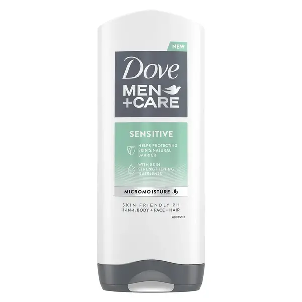 Dove Men+Care Sensitive sprchový gél na telo, tvár a vlasy (3 in 1 Shower Gel) 400 ml