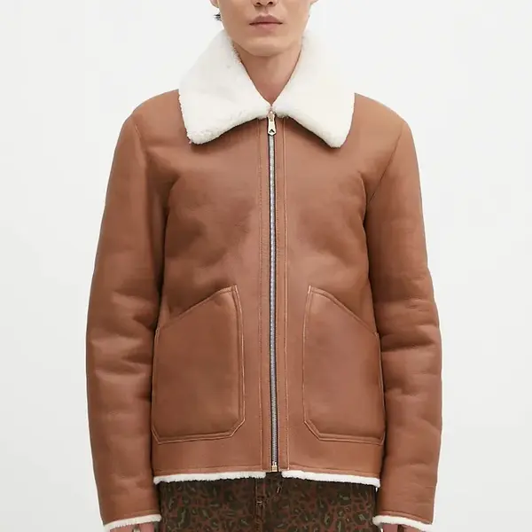 Oboustranná kožená bunda Paul Smith hnědá barva, oversize, M1R-079Z-N02447