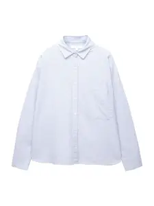 Pull&Bear Blúzka 'PACIFIC'  modrosivá / biela