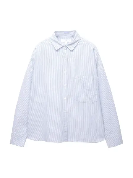 Pull&Bear Blúzka 'PACIFIC'  modrosivá / biela