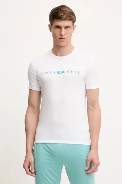 Tričko Emporio Armani Underwear pánské, bílá barva, s potiskem, EM000379 AF10774
