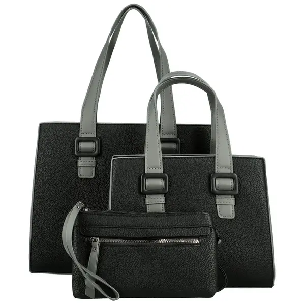 Módní dámský koženkový set kabelek Shanya, černý