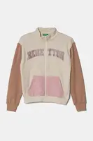 Dětská bavlněná mikina United Colors of Benetton béžová barva, s potiskem, 3J68C504N