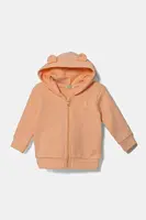 Dětská bavlněná mikina United Colors of Benetton oranžová barva, s kapucí, hladká, 3J70A5017