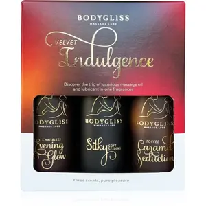 BodyGliss Velvet Indulgence Travel Edition masážny olej na silikónovej báze darčeková sada 3x50 ml