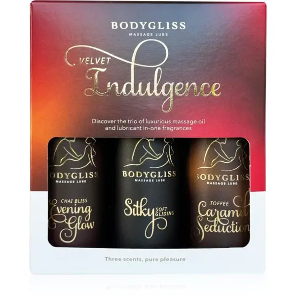 BodyGliss Velvet Indulgence Travel Edition masážny olej na silikónovej báze darčeková sada 3x50 ml