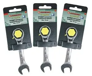 Klíče očkoploché s ráčnou, krátké, velikosti 8-19 mm - JONNESWAY Velikost: 10 mm