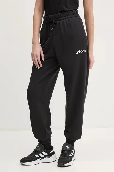 Kalhoty adidas Essentials Linear dámské, černá barva, hladké, JC5948