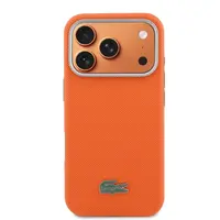 Zadní kryt Lacoste PVC Petit Pique Semi Wrap MagSafe pro Apple iPhone 17 Pro, oranžová