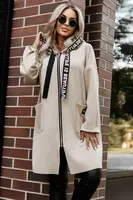 632-1 Casual coat with pockets and a hood - beige