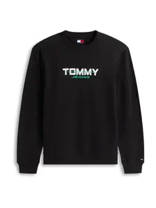 Tommy Jeans Mikina 'ESS'  zelená / čierna / biela