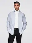 Ombre Elegant men's oxford shirt with embroidery - blue