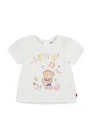 Kojenecké tričko Levi's LIV SS SMOCKED SLV TEE béžová barva, 1EM401
