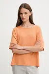 Tričko s příměsí lnu Sisley dámské, oranžová barva, 105GM106H