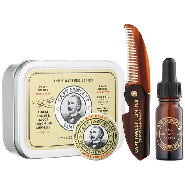 Captain Fawcett Ricki Hall´s Booze & Baccy Grooming Kit dárková sada na vousy pro muže