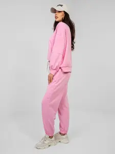 Růžové tepláky s vázáním