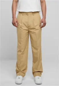Straight pleated trousers in beige