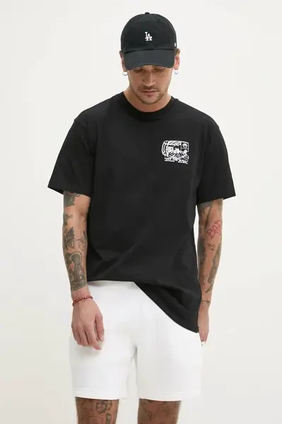 Bavlněné tričko Vans černá barva, s potiskem, VN000NHPBLK1