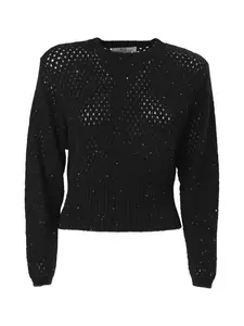 Influencer Sveter 'Pointelle'  čierna