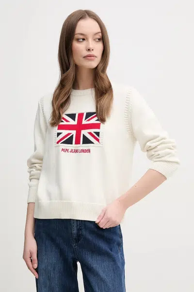 Bavlněný svetr Pepe Jeans NUNA dámský, béžová barva, PL702293