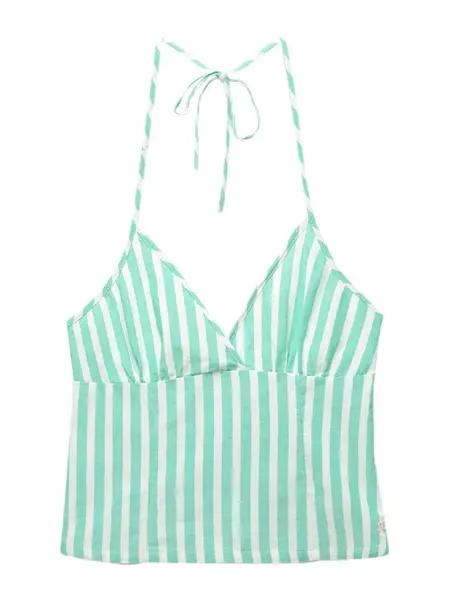 Pull&Bear Top 'PACIFIC'  svetlozelená / biela