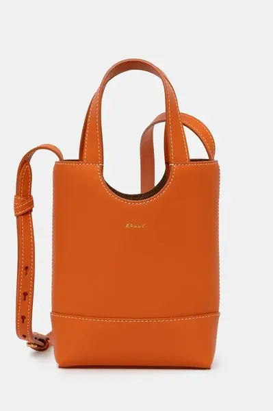 Kožená kabelka Bally oranžová barva, WAE069