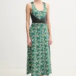 Bavlněné šaty Weekend Max Mara zelená barva, midi, 2515621016600