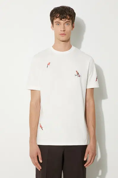 Bavlněné tričko Paul Smith bílá barva, s aplikací, M1R-919T-NP4322