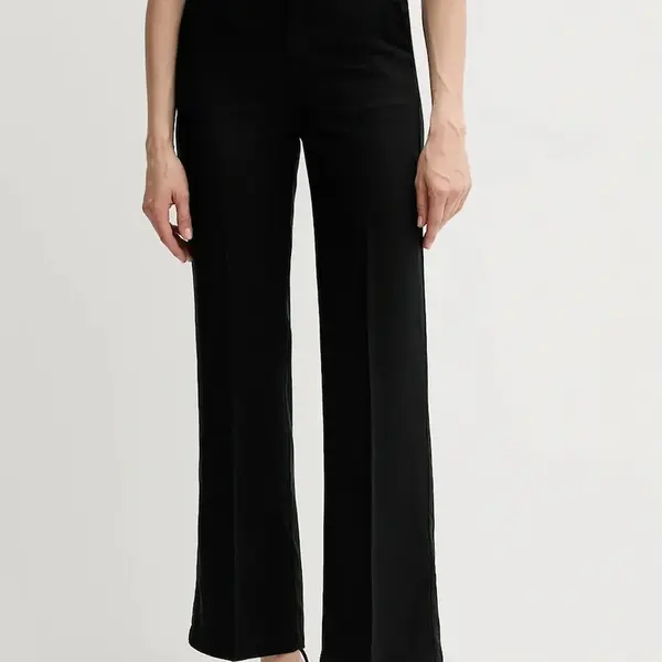 Kalhoty United Colors of Benetton dámské, černá barva, high waist, 4T91DF099