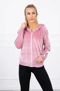 Kesi Velurová mikina s kapucí pudrově růžová