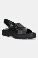 Kožené sandály Sorel REIN CB CRISSCROSS dámské, černá barva, na platformě, 2114141010