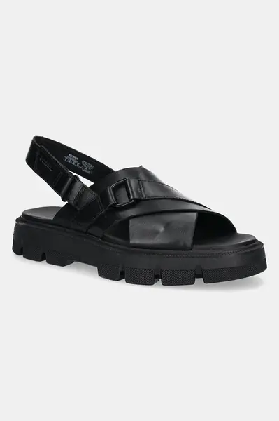 Kožené sandály Sorel REIN CB CRISSCROSS dámské, černá barva, na platformě, 2114141010