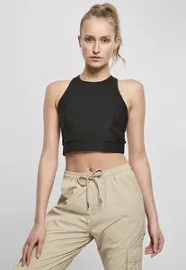 Dámský top s lesklými žebry v černé barvě