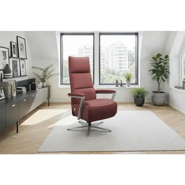 Sit & More RELAXAČNÍ KŘESLO, kůže, červenohnědá