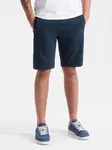 Ombre Men's pre-knee BASIC sweat shorts - navy blue