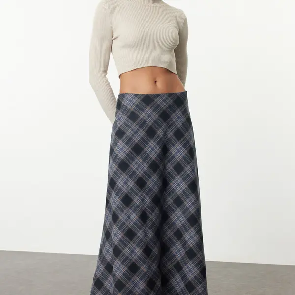 Trendyol Multicolor Low Waist Plaid Pattern A-line Maxi Length Woven Skirt