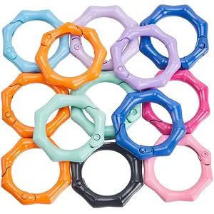 16Pcs Spray Painted Alloy Spring Gate Ring