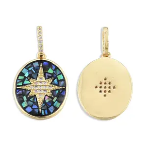 Brass Micro Pave Clear Cubic Zirconia Pendants