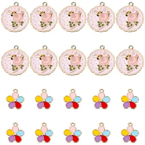 20Pcs 2 Style Alloy Enamel Pendants