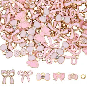 80Pcs 5 Styles Bowknot Alloy Enamel Pendants