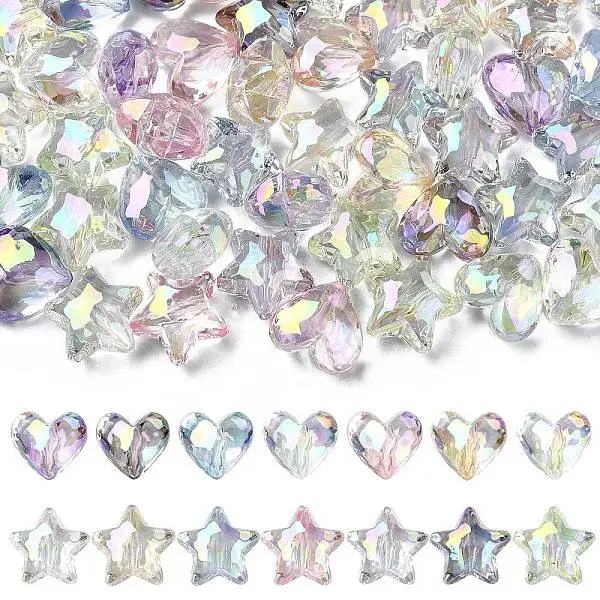 70Pcs 14 Styles Transparent Acrylic Beads