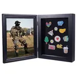 Rectangle Wood Photo Frame Badge Display Storage