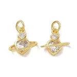Brass Pave Clear Cubic Zirconia Charms