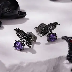 Halloween 925 Sterling Silver Cubic Zirconia Stud Earrings