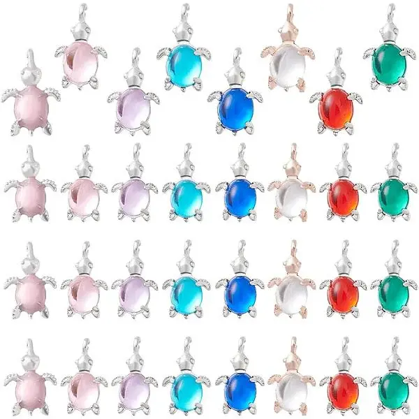 32Pcs 8 Colors Alloy Pendants
