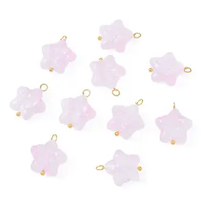 10Pcs Star with Bowknot Glass Pendants