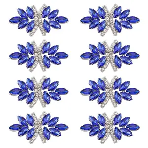 8Pcs Polyester and Glass Rhinestone Applqiues